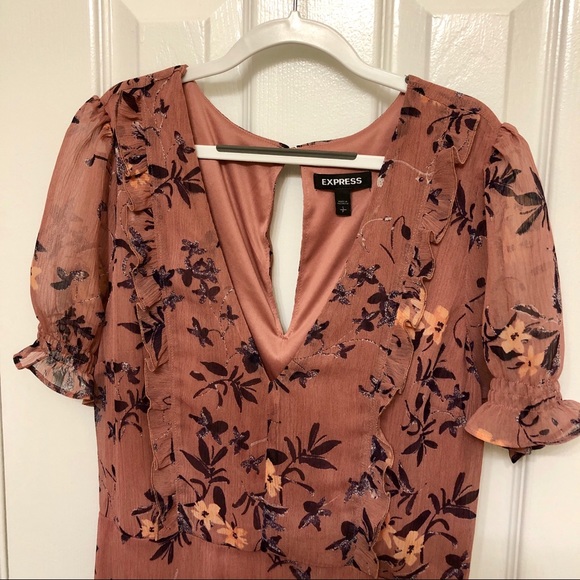 EXPRESS FLORAL PRINT RUFFLE MIDI DRESS! - Picture 4 of 8